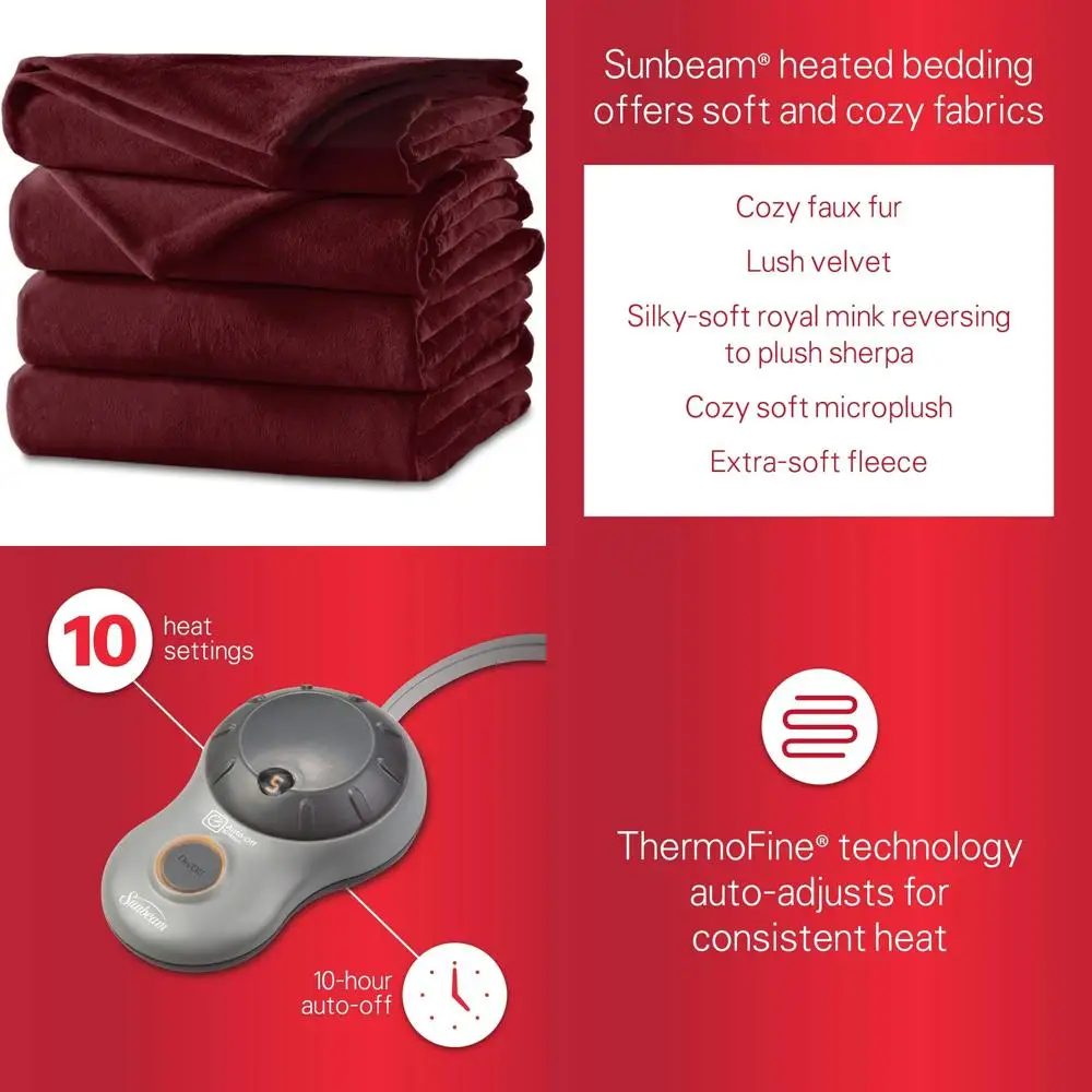 

Heated Plush Velvet Blanket Queen Size with Touch Controller - Cozy Warmth for Bedtime Comfort