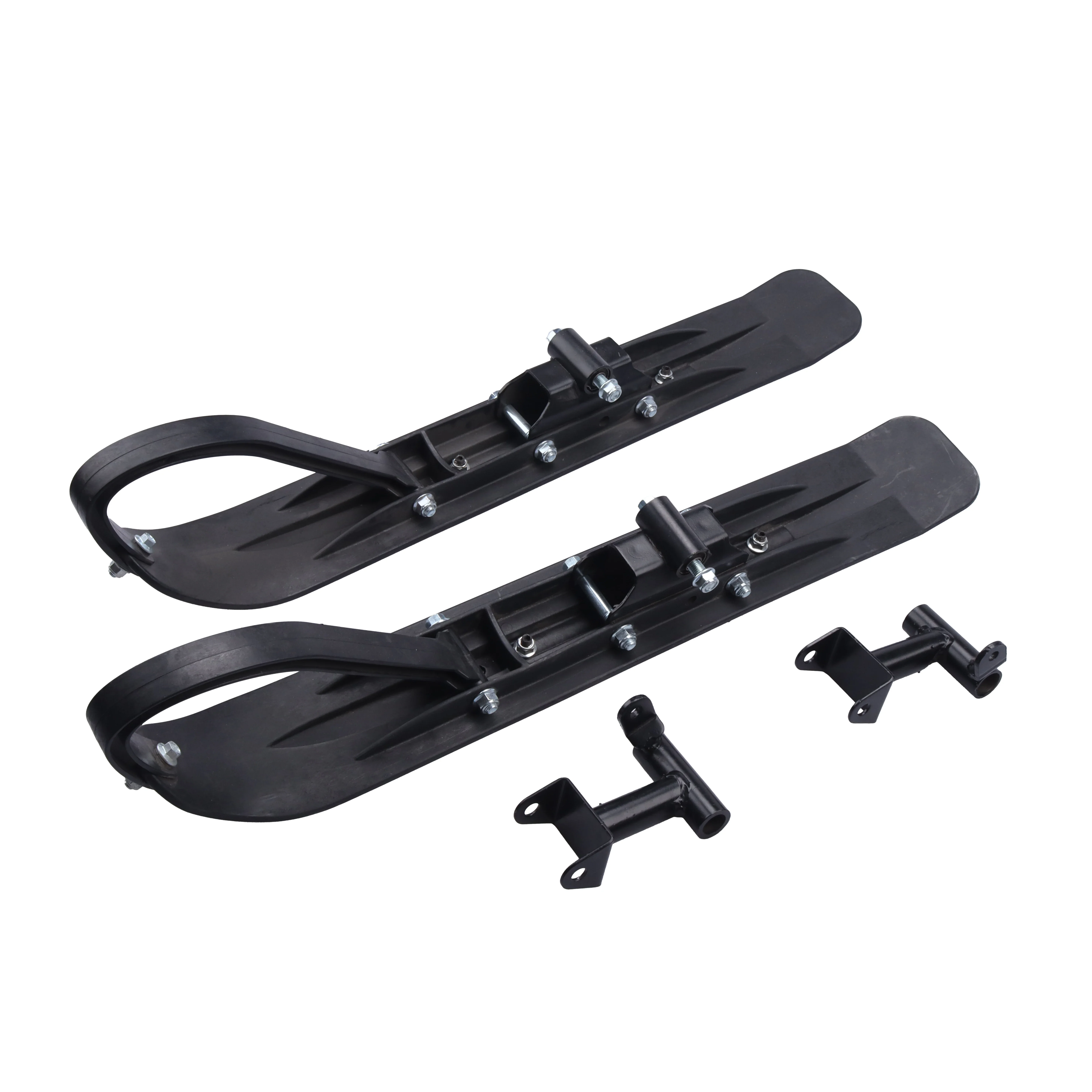 

Black Plastic Vintage Snow Ski Plates for Motorcycle Front Wheels – Tire Substitute for 50-250cc ATV/Kids Kart/Snowmobile