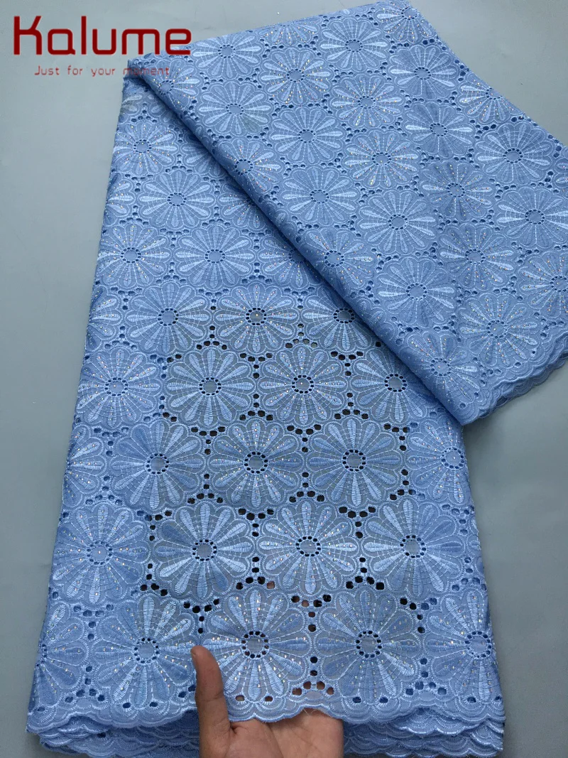 

New African Cotton Lace Fabric 2025 High Quality 5 Yards Nigerian Swiss Voile Lace Fabric for Sewing Woman Party Dresses F4200