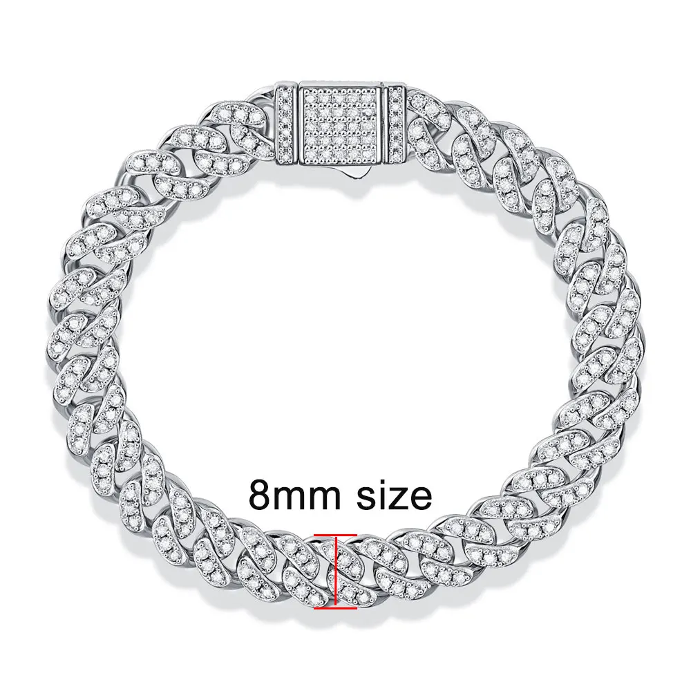 GRA Certified D Color VVS1 Moissanite Cuban Link Bracelet S925 Sterling Silver 18K White Gold Plated Pass Diamond Tester Luxury Stackable Hip Hop Couple Fine Jewelry Gift For Men Women Wedding Daily Party Wear