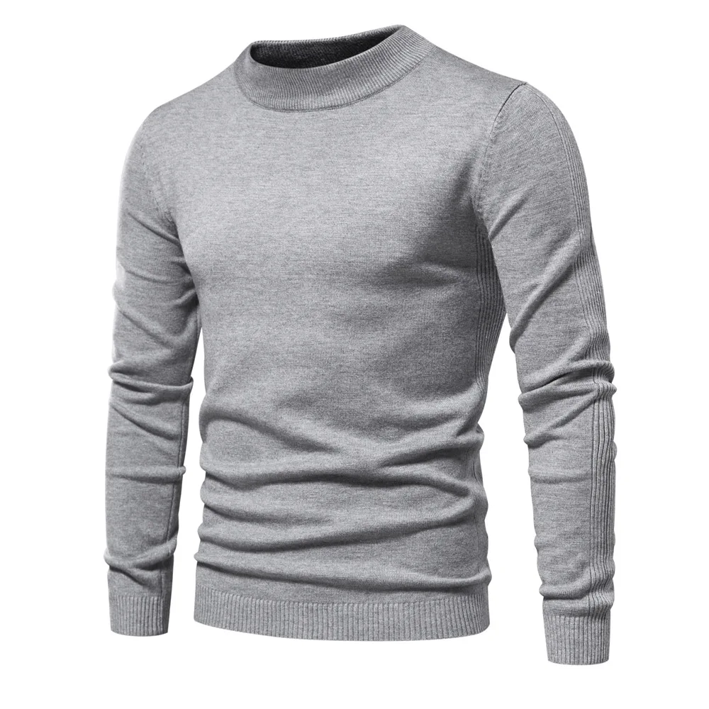 Jumpers Men Knit Pullovers Mock Neck Sweaters Full Sleeve Y2k Streetwear Slim Fit Solid Thick Warm Casual Autumn Winter 2026