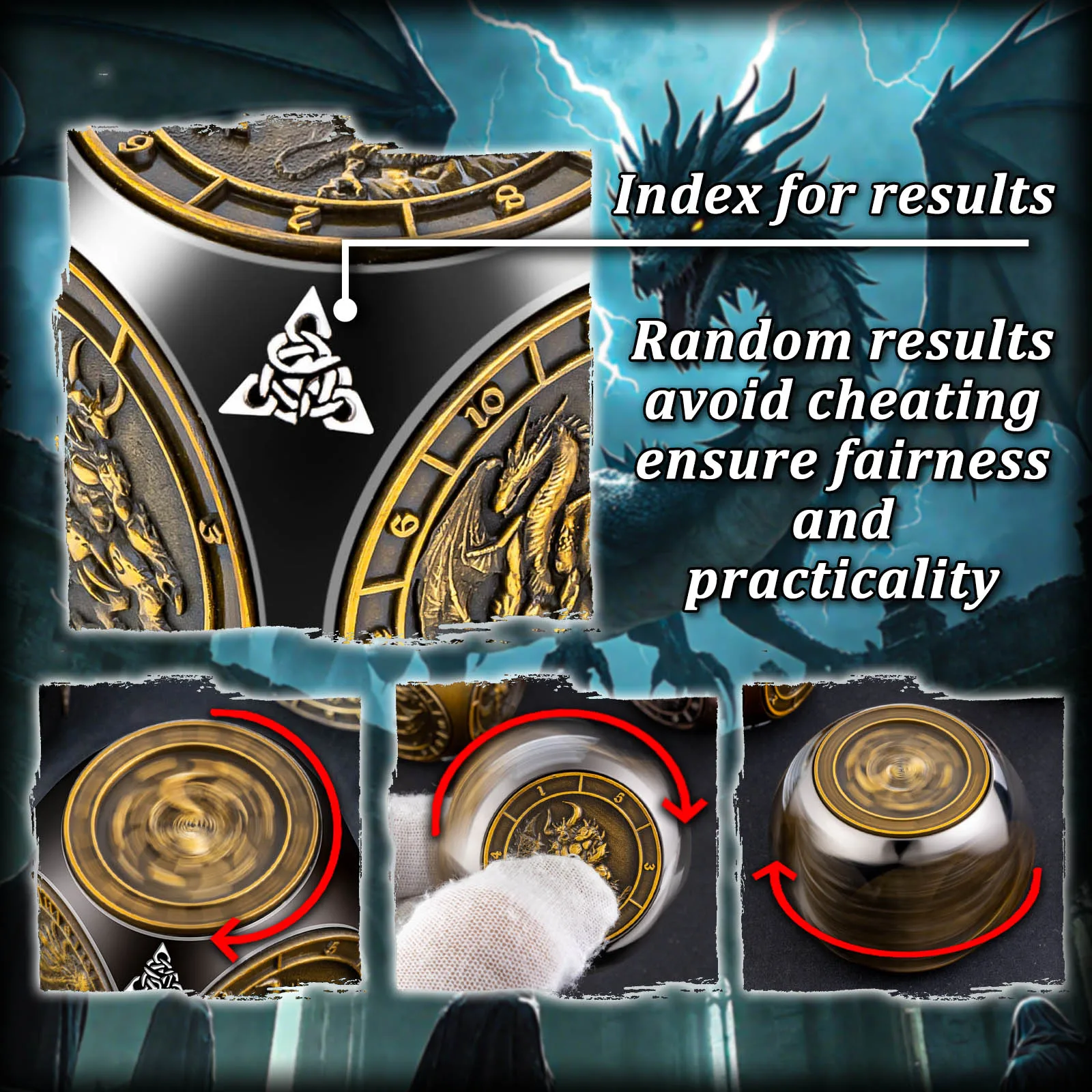 نرد دوار 7 في 1 للزنزانات والتنين، مجموعة نردات معدنية متعددة السطوح ثلاثية الأبعاد مع صندوق، نرد D&D للعب الأدوار RPG #3