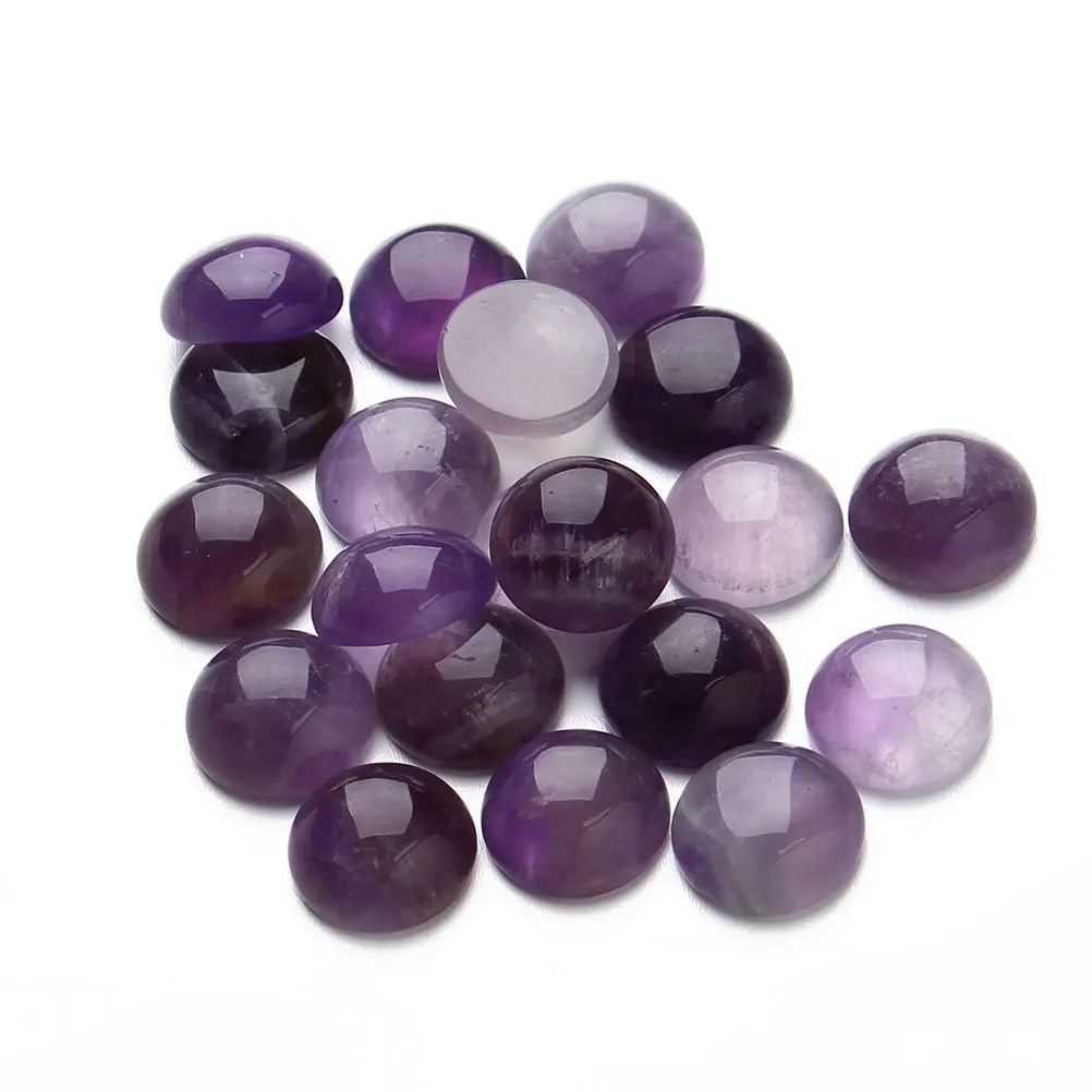 

20Pcs Purple Crystal Amethyst Glass Cabochons Round Half Flat Base for Jewelry Making DIY Earrings Crafts Decorations Supplies