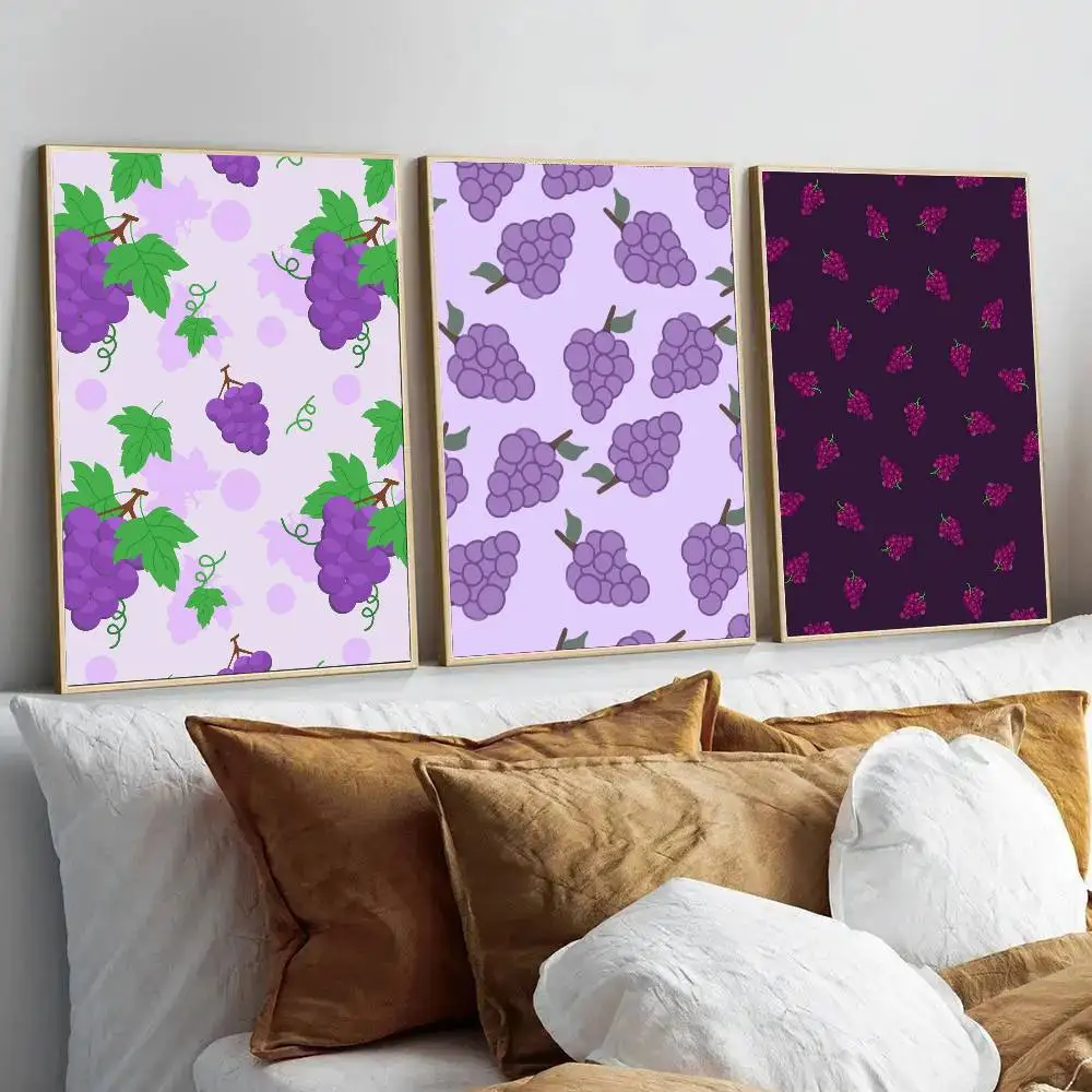 Flower Purple Grape Art Sticky Wall Waterproof Home Living Room Bedroom Bar Aesthetic Decoration