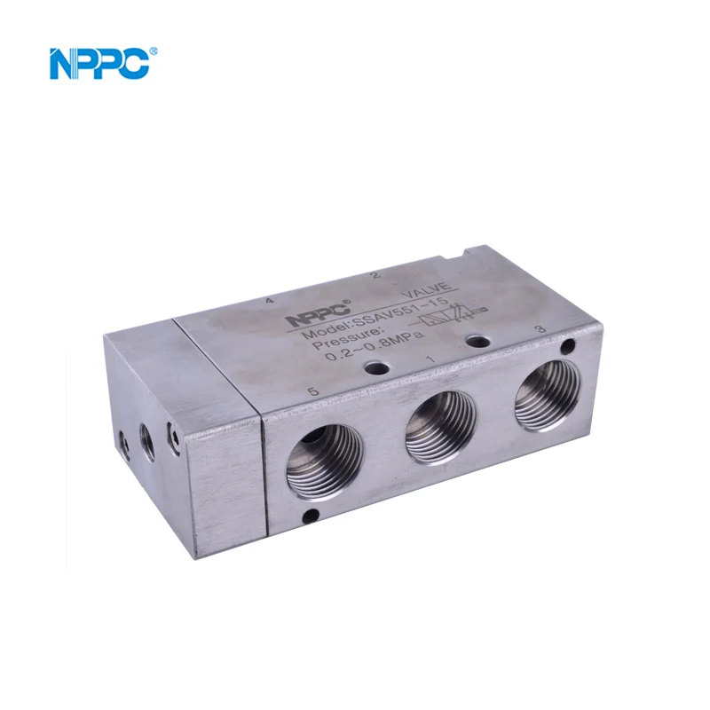 SSAV551-15 Stainless Steel Pneumatic Valve SSVA Series Pipeline Installation Stainless Steel Five Way Pneumatic Valve