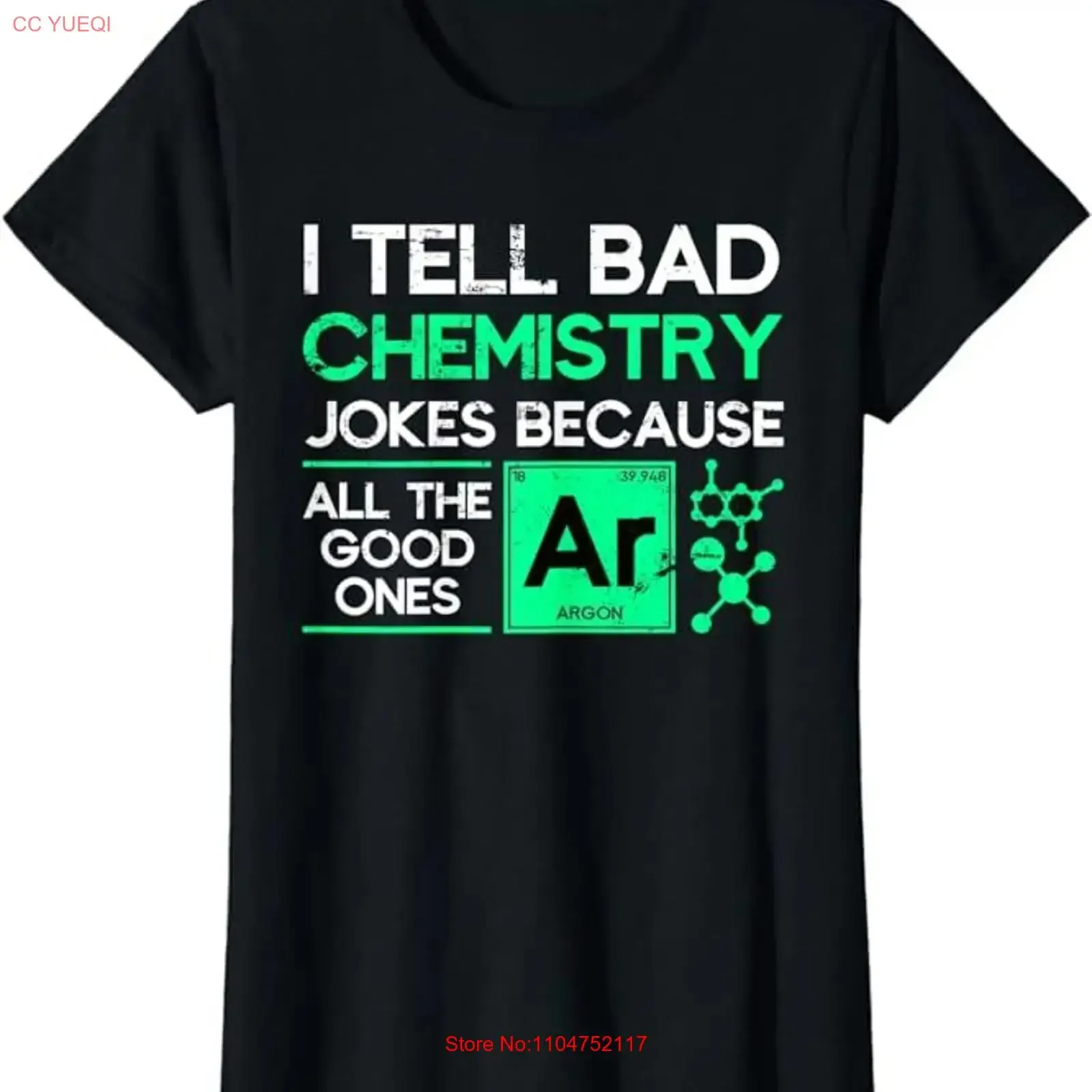 I Tell Bad Chemistry Jokes Funny Teacher Ladies' Crewneck T Shirt long or short sleeves vintage Washed fashion Slightly