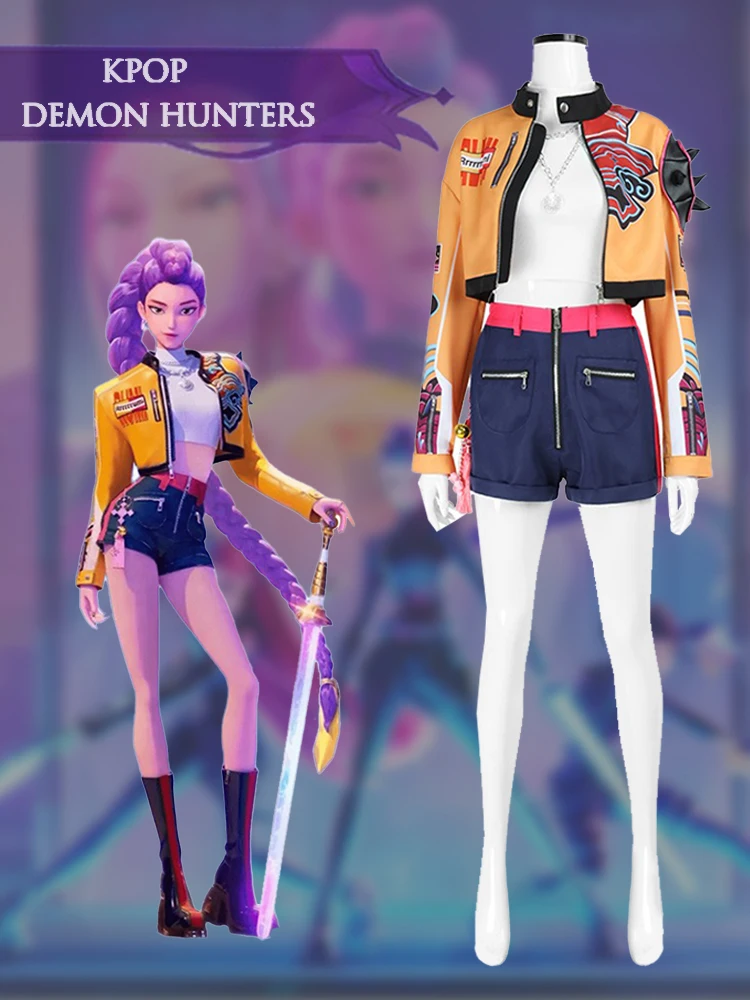 

K-Pop Demon Hunters Косплей Костюм для детей-Зии Руми Мира Костюм для ролевых игр с 3D принтами для Хэллоуина, сценического выступления