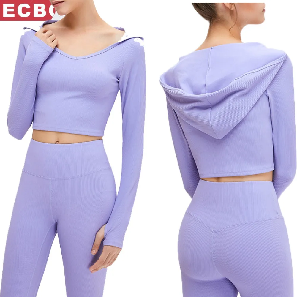 European and American new threaded yoga clothes women's hooded elastic breathable sweat-absorbing running quick-drying fitness s