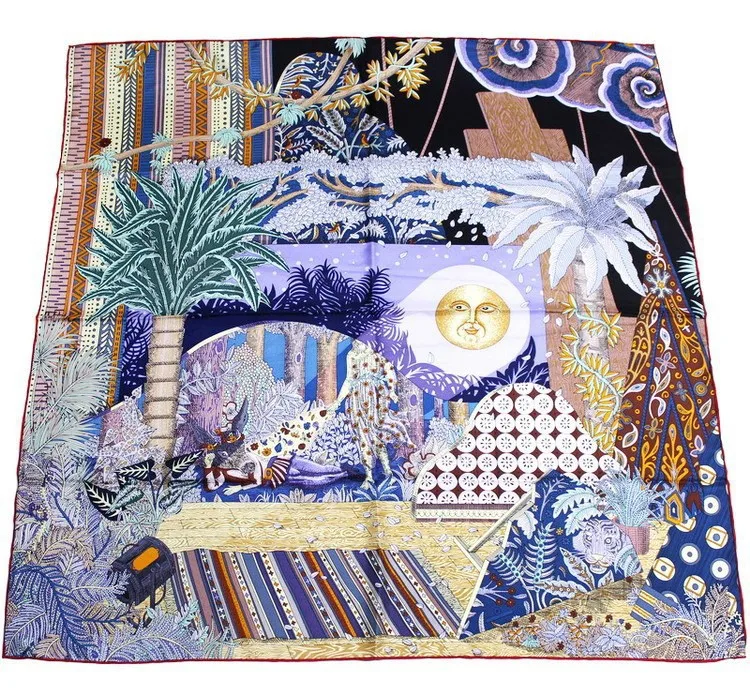 

Women Silk Scarf Luxury Designer Twill Scarfs Hand Rolled Edge Shawls Square Bandanas Summer Head Neck Accessories 90cm