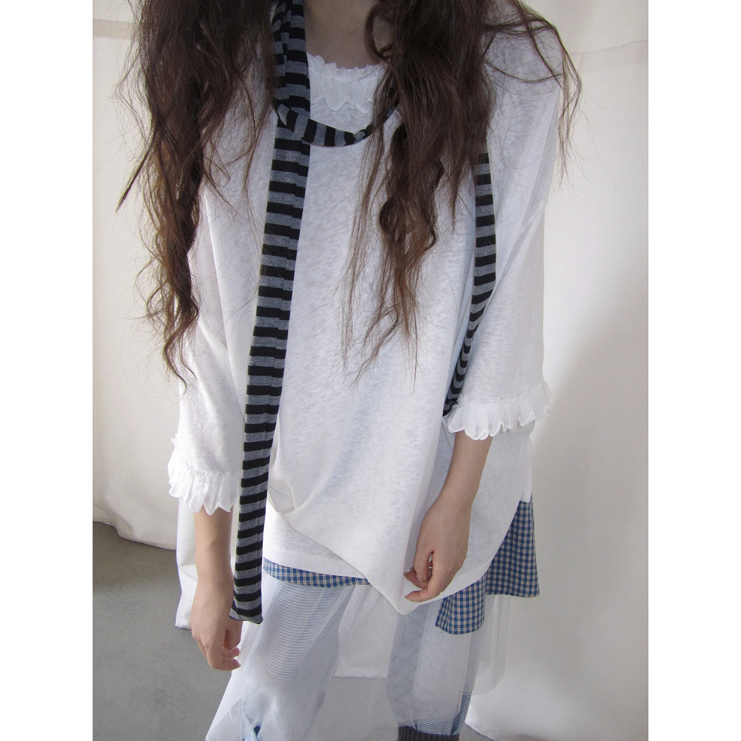 

Ladies Casual Style Summer New Loose Fit T-Shirt with Lace Trim Korean Style Lazy Fashion mid Sleeve Breathable Comfortable