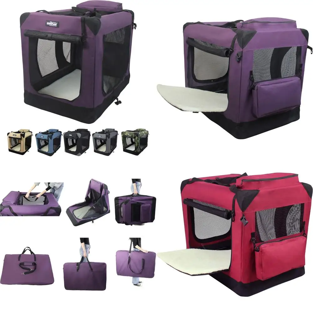 

EliteField 3-Door Folding Soft Dog Crate with Carry Bag and Fleece Mattress, 2-Year Warranty, Suitable for Indoor and Outdoor Us
