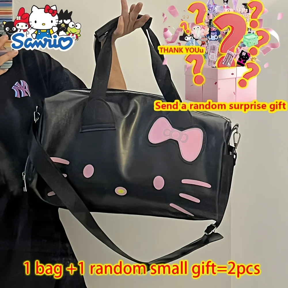 

MINISO Sanrio Bag Black Large Capacity Durable Travel Bag Organiser Cartoon Cute Overnight Bag