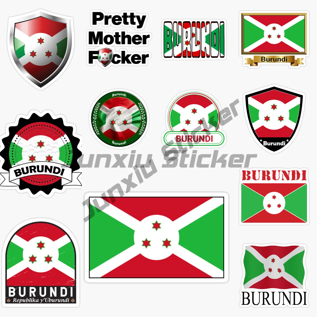 

BURUNDI National Flag and Emblem Surfing Snowboarding Laptop Car Sticker Surf Decor Vinyl Self-adhesive Decal Customizable