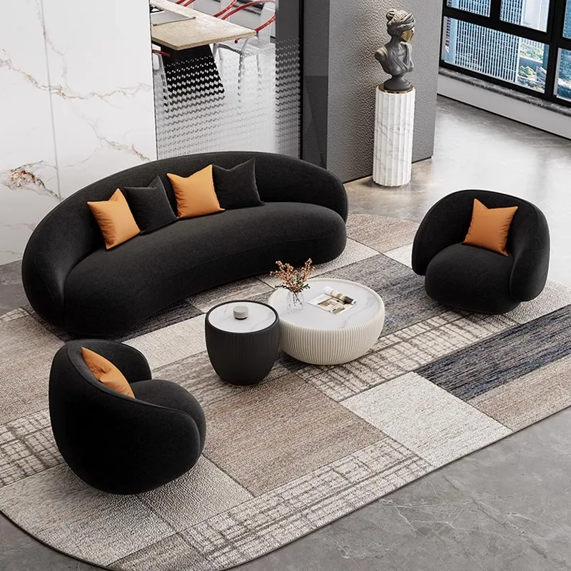 

Italian Designer Black Sofa Set Modern 2 Seater 3 Piece Couch Lounge Loveseat Sofa Para Sala De Casa Living Room Furniture