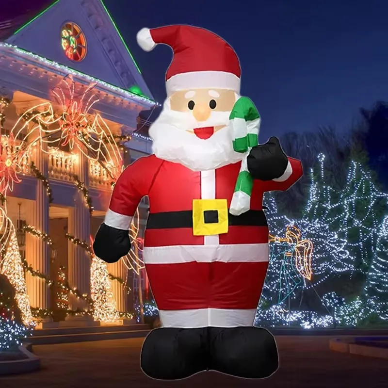 1.2M Luminous Christmas Inflatable Toys Crutch Santa Claus Indoor Xmas Toy Garden Party New Year Outdoor Festival Decoration