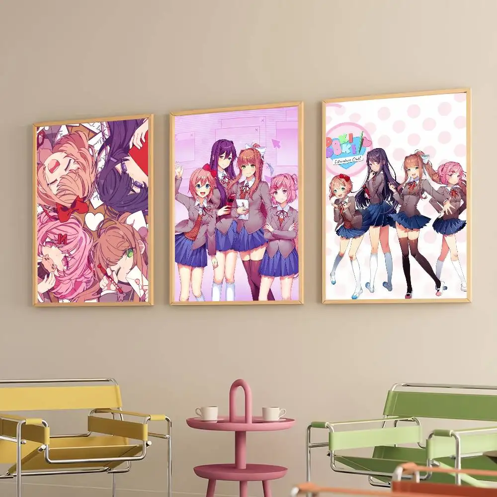 Game D-doki L-LiteratureS C-club-S Poster Prints Self Adhesive Home Suitable for Living Room Decor Decoration Wall