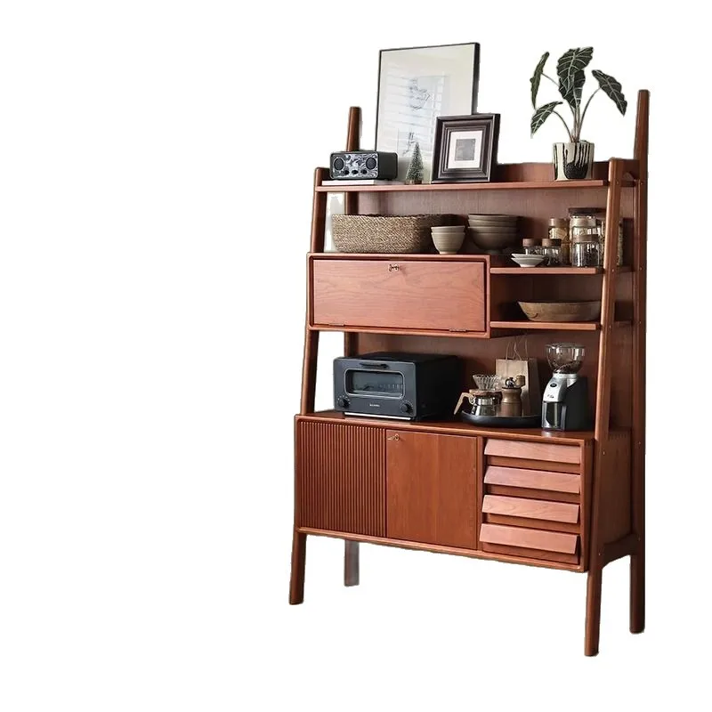 

Medieval retro style solid wood cherry wood tea cabinet side cabinet display rack