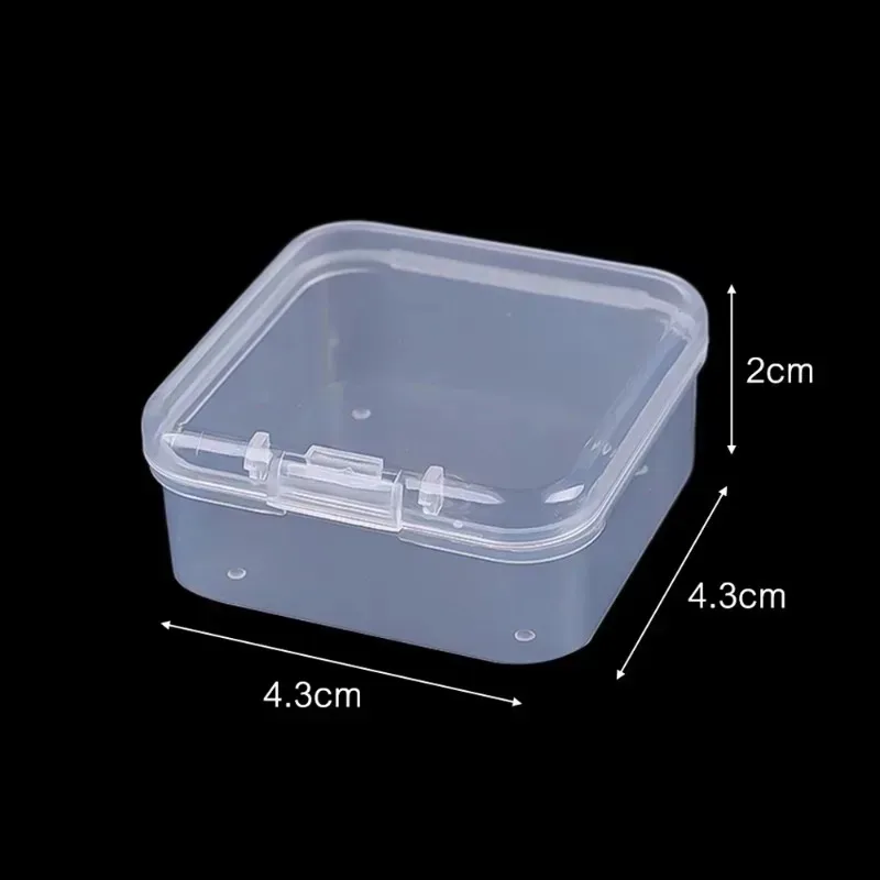 60/6PCS Mini Storage Box Transparent Square Plastic Box Earrings Jewelry Packaging Storage Small Square Box Jewelry Organizer