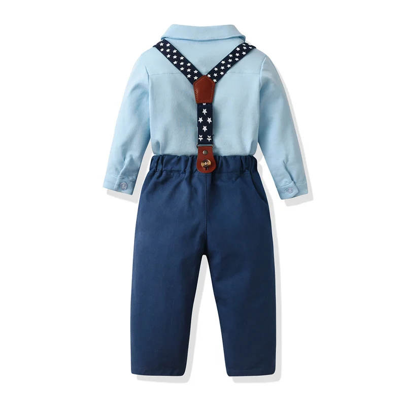 top and top Autumn Winter Baby Boys Gentleman Clothing Sets Long Sleeve Bowtie Rompers Shirts+Suspenders Pants+Hat 3PCS Suits