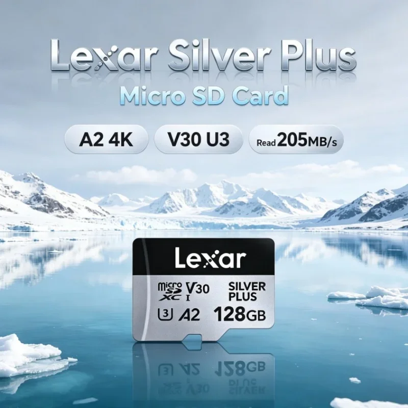 Lexar Silver Plus Micro SD Card SDXC A2 64GB 128GB 256GB 512GB 1TB 4K V30 U3 Read 205MB/s TF Memory Cards for Sports Camera