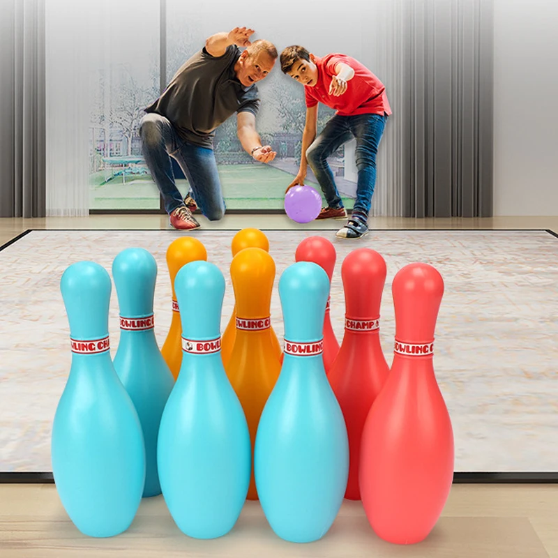 Bowling-Set, Kunststofffarbe, 2 Bälle und 10 Pins, Bowling-Spiele, Outdoor-Sport, Indoor-Übungsball, Gutterball, lustiges Bowling-Set TMZ – Detail 13