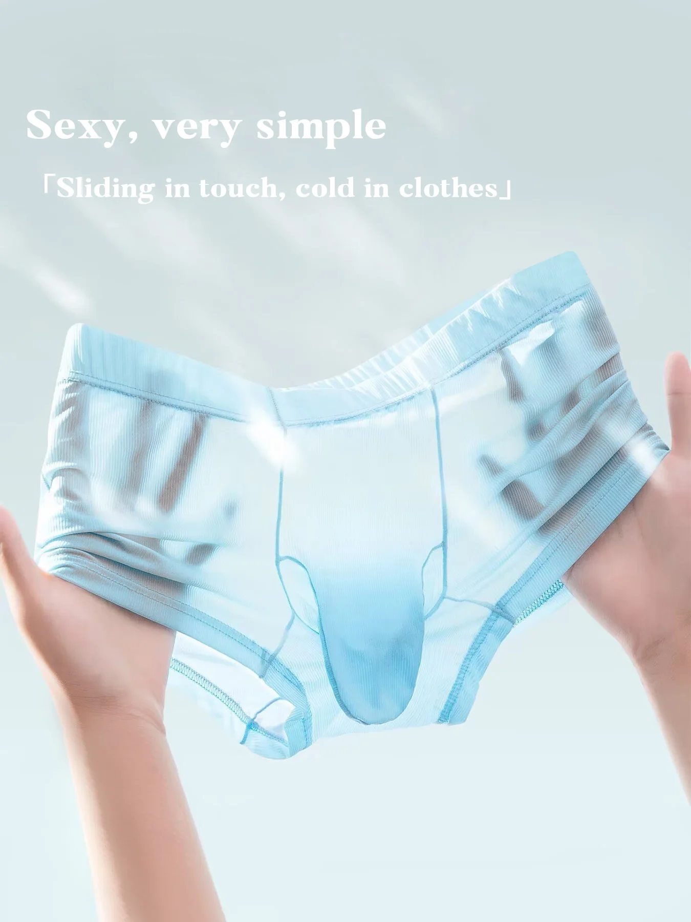 Herren Eisseide Nahtlose Boxershorts Ultra-Dünne Atmungsaktive Slips mit Elefantennase-Design Durchsichtige Komfortable Unterwäsche – Detail 24