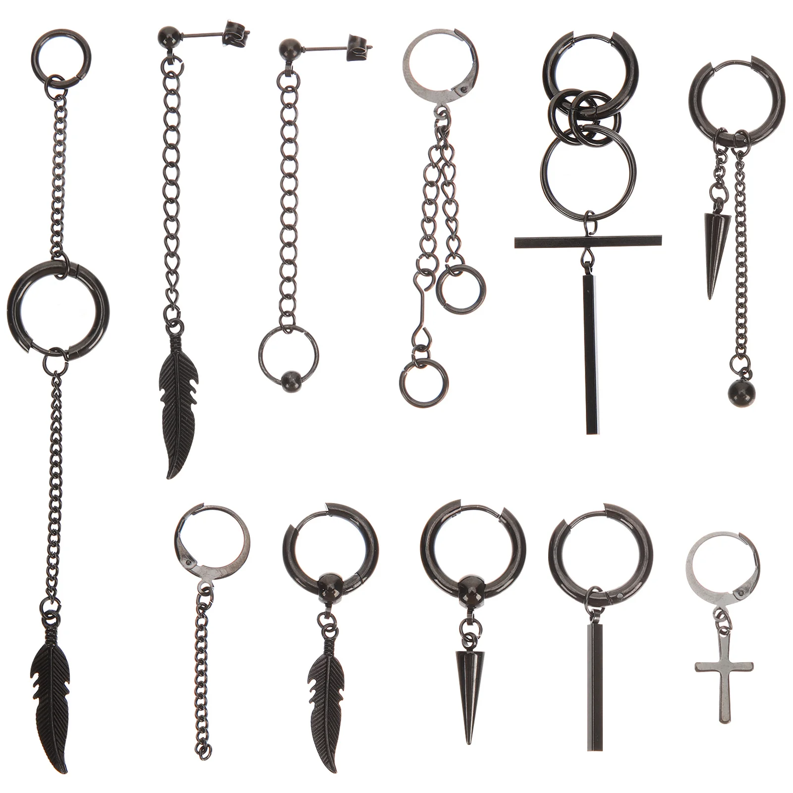 11 قطعة أقراط متدلية تصميم متقاطع أنيق مجوهرات من صلب لا يصدأ لصيد العين إكسسوارات الزي الرسمي الحديث غير الرسمي #3