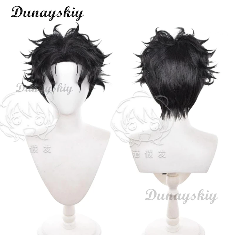 أنيمي Dandadan كين تاكاكورا شعر مستعار تأثيري أسود مجعد الشعر القصير 30 سنتيمتر Okarun نظارات مومو Ayase حفلة الهالوين للنساء الرجال الدعامة