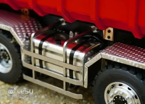 1/14 LESU 8*8 TGS RC Dumper Roll On/Off Truck KIT Hydraulische Lifting Geschilderd Rood Geluid systeem Licht ESC Cilinder Speelgoed