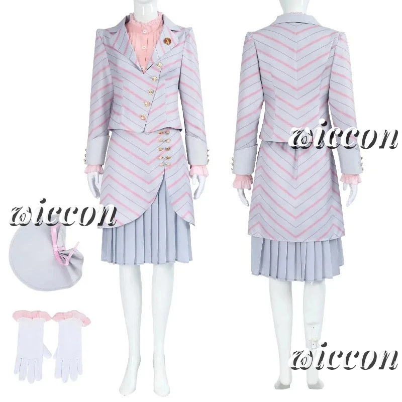 

Wicked Cosplay Full Set Pink Coat Skirt Women Halloween Carnival Performance