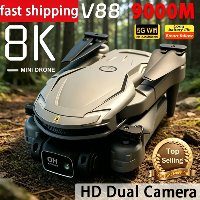 

Новый дрон V88 8K профессиональный с двойной камерой, всенаправленным обходом препятствий, GPS, складной квадрокоптер, 10 км + сумка