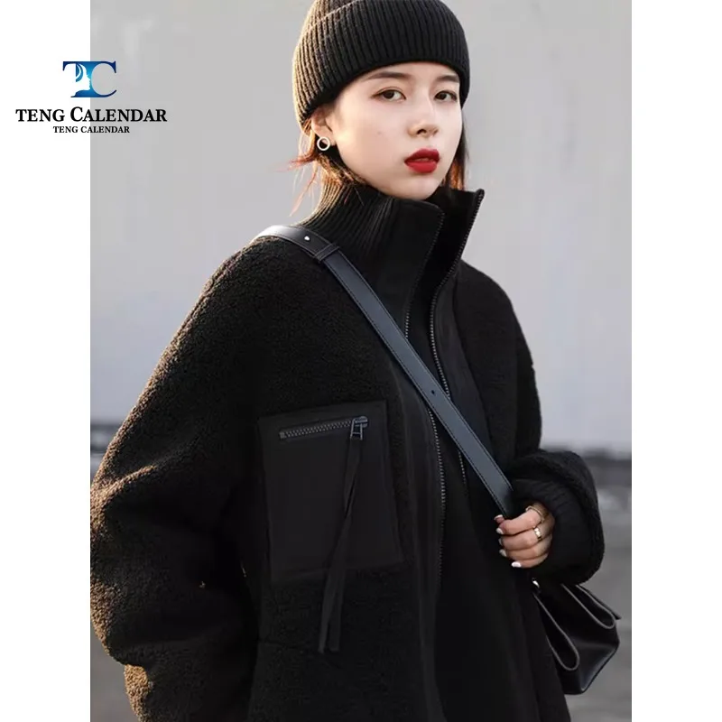 Women's Artificial Fur Coat, Korean Version Patchwork Loose Particle, Sheep Cut Velvet Coat, Women's Autumn and Winter Coat, New