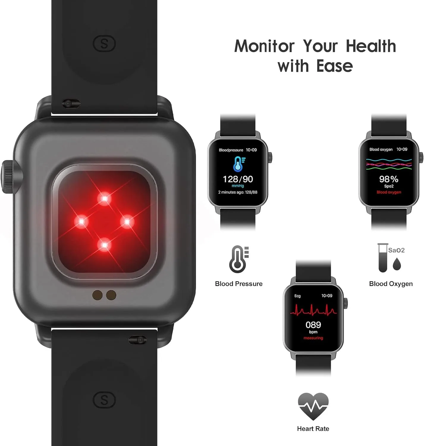 Kingstar นาฬิกาอัจฉริยะหน้าจอสัมผัสขนาด1.69นิ้วสำหรับผู้ชายผู้หญิง IP67กันน้ำสายรัดข้อมือฟิตเนสวัดอัตราการเต้นของหัวใจ