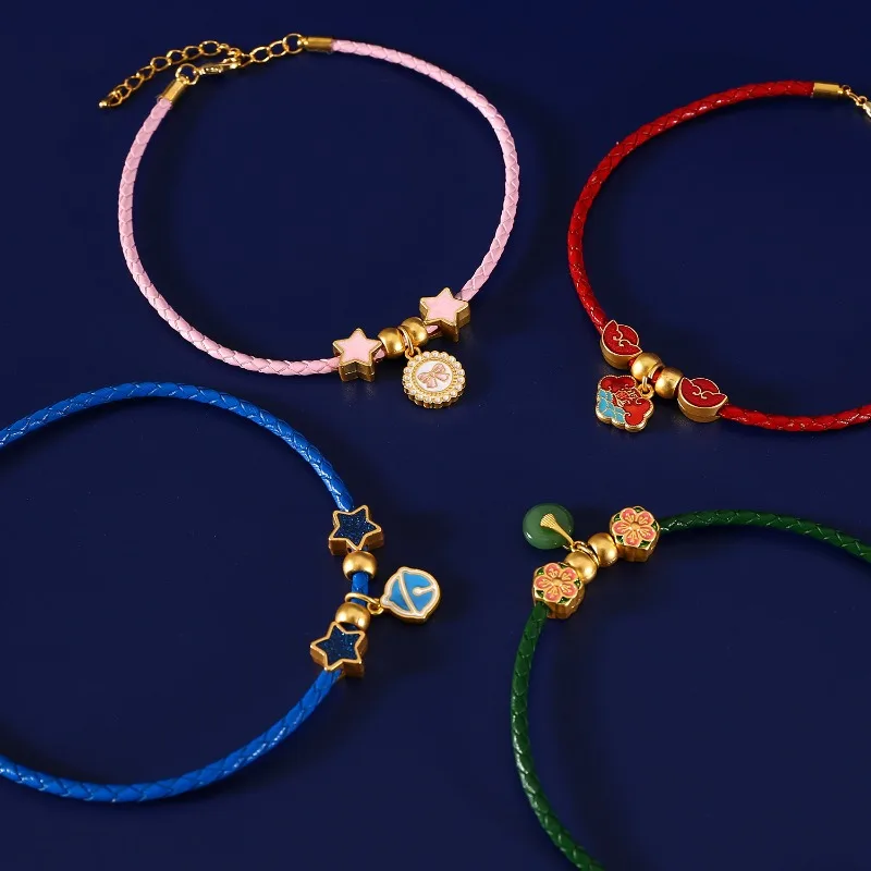 

Pet PU Leather Collar for Cats and Dogs, Chinese Wind Sand Gold Jade Longevity Lock, Bow Bell Pendant Necklace