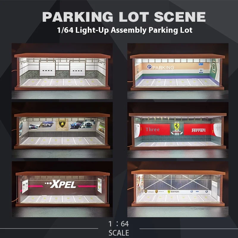 

Диорама для парковки в масштабе 1:64, со светодиодной подсветкой, многоуровневая витрина и пылезащитный шкаф для хранения моделей автомобилей