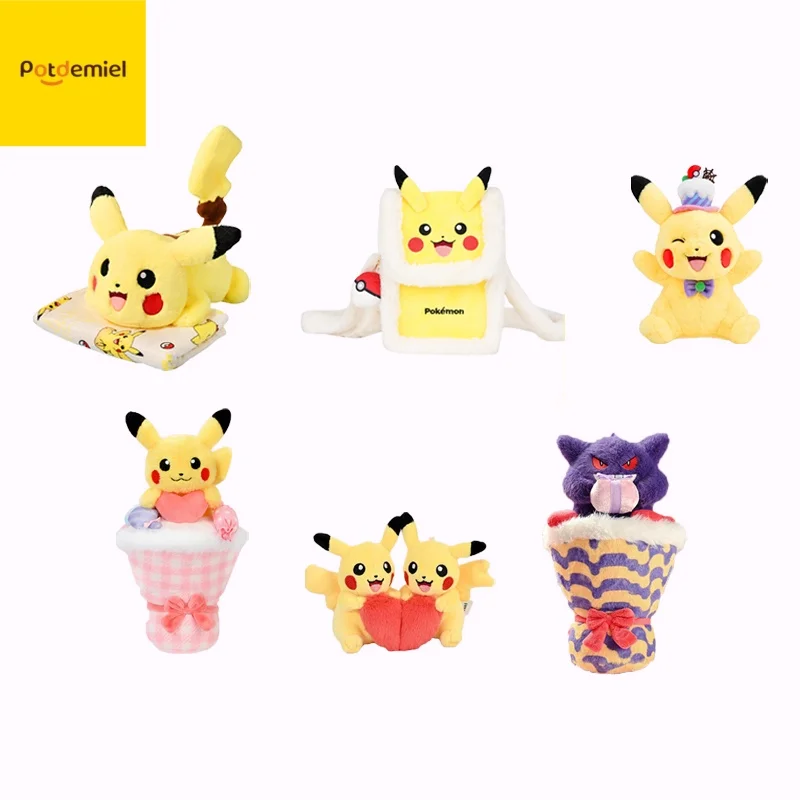 

30cm Genuine Potdemiel PokéMon Pikachu Plush Doll Bouquet Blanket Crossbody Bag Fidget Toys Soft Toy Squishy Hippers Anime Cute