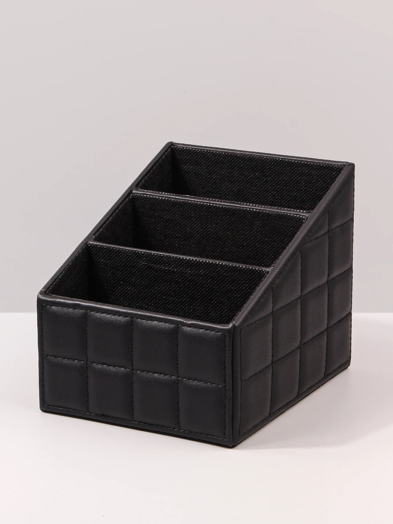 Large capacity PU makeup brush storage box High-end dresser Office stationery storage box stepped three-layer storage tools