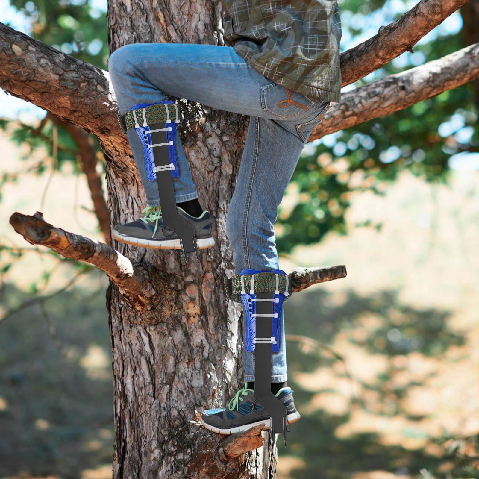 

2*Tree Climbing Spikes With Ankle Straps & Waist-type Safety Belt Excellent Weight-bearing Capacity High Safety
