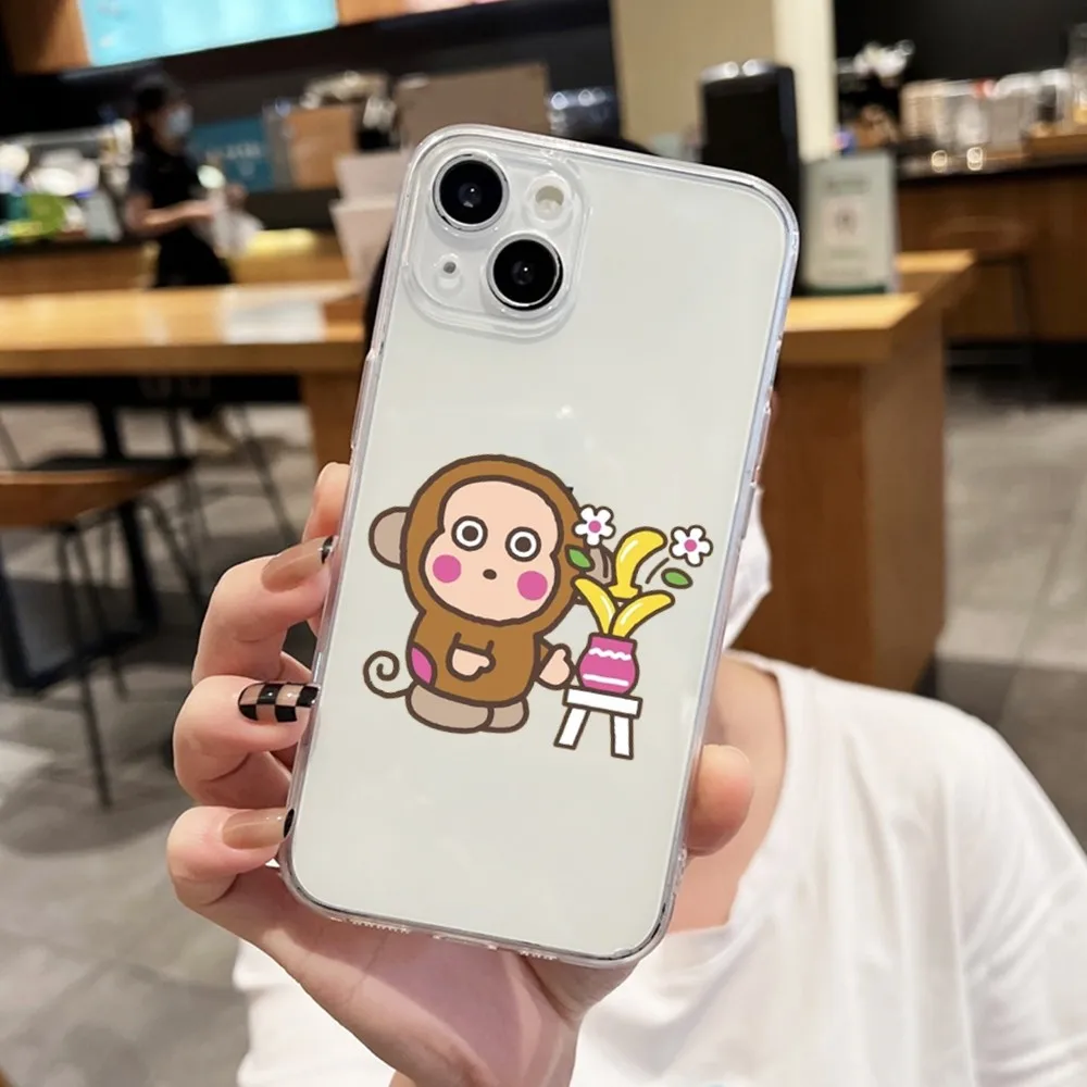 S-Sanrio M-Monkichi Phone Case For Iphone 15 11 13 14 Pro Max 7 8 Plus X Xr Xs Max Se2020 12mini Transparent Cover