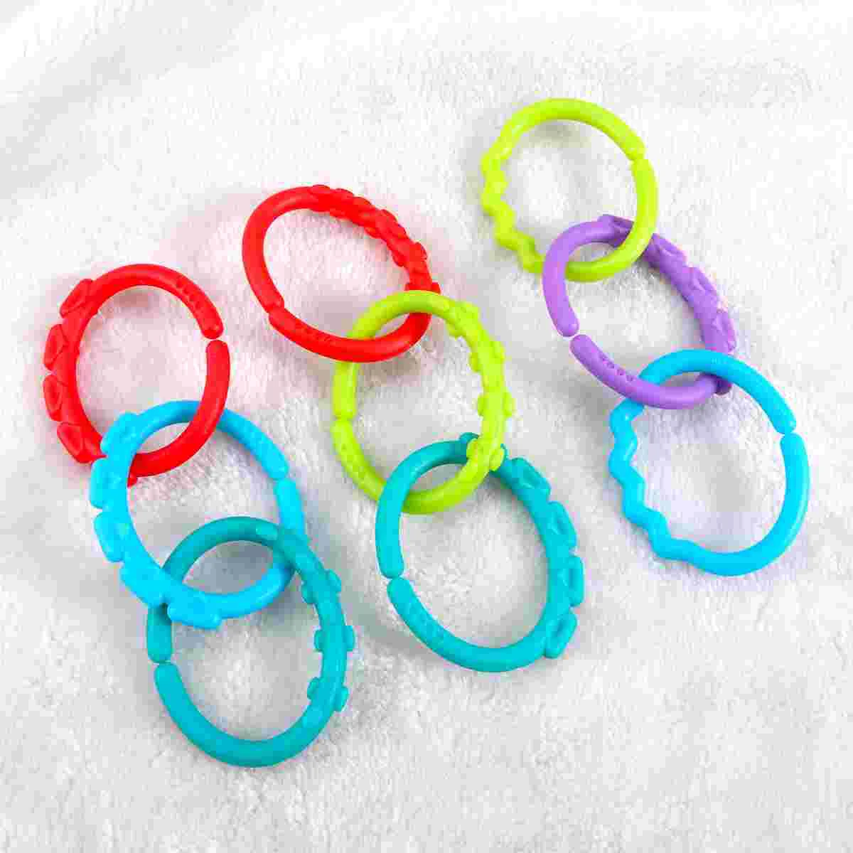 24 Pcs Baby Grip Toys Stroller Teether Ring Links Rubber Rings Infant Non-toxic