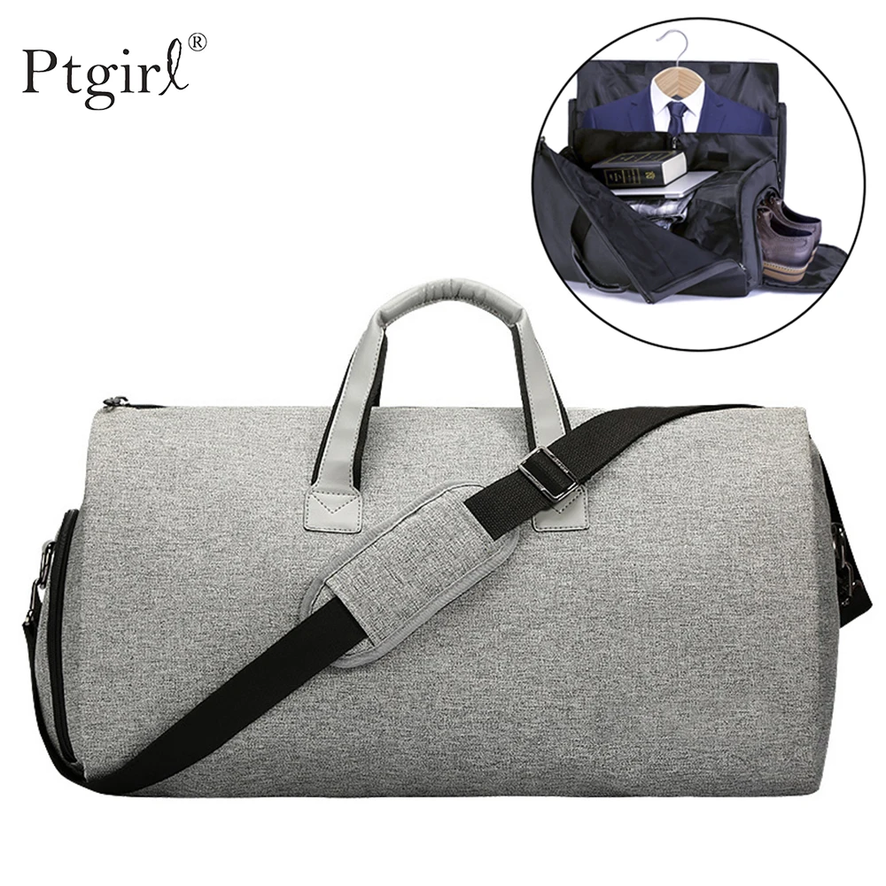 Convertible Garment Suit Travel Duffel Bag 2 in 1 Carry On Weekender Garment Bag Tote Business Suitcase With Shoes Compartment