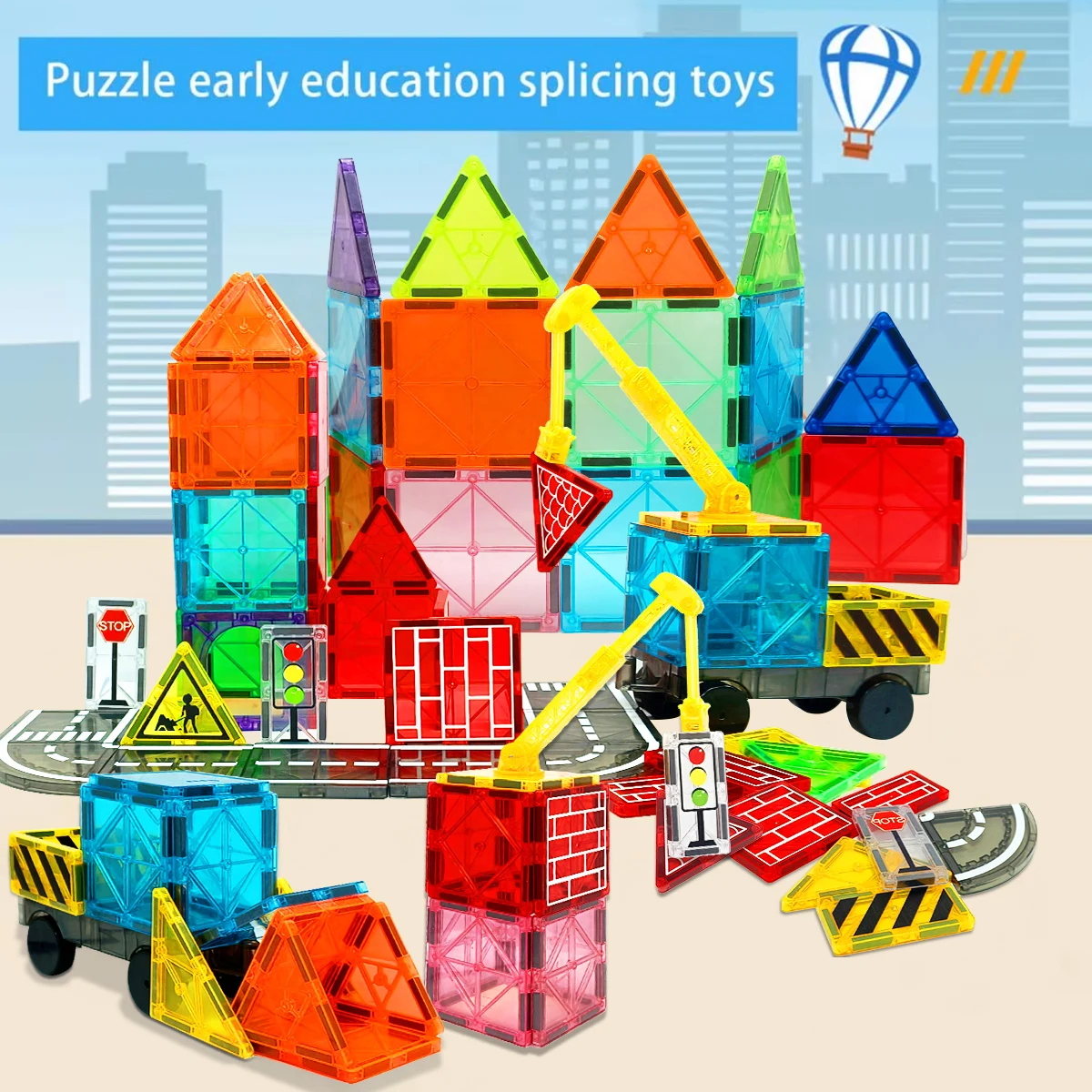 자기 빌딩 블록 자동차 조립 장난감으로 설정 자기 몬테소리 교육 게임 장난감 어린이를위한 소년 소녀 선물