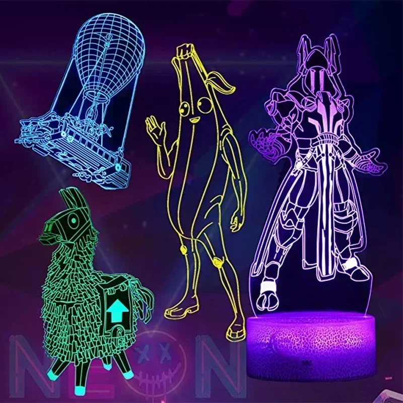 Fortnite-Lámpara de ilusión 3D, patrones de configuración de juego, luz LED nocturna, decoración de jugador, lámpara de mesa, decoración de sala de