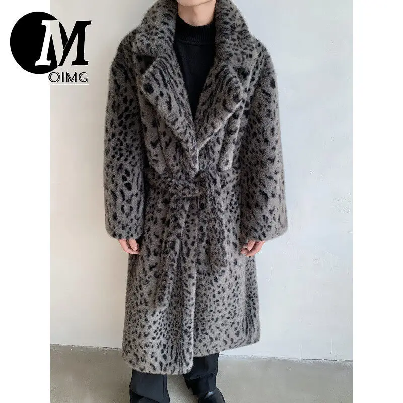 [OIMG] Autumn Winter Ultra Long Leopard Print Temperament Style Bathrobe, Loose And Environmentally Friendly Mink Fur Coat