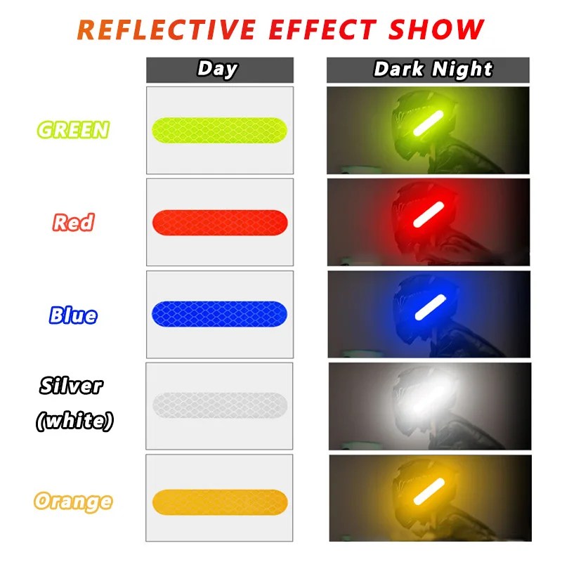 Pegatinas reflectantes de advertencia de seguridad para casco, cinta reflectante impermeable de alta visibilidad para conducción nocturna, caminar, coche, 50/10 Uds.