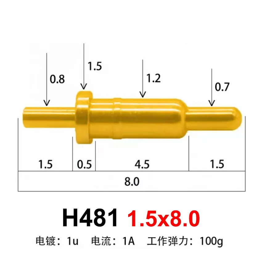 Cltgxdd 5pieces PCB Contact Battery Spring Loaded Pogo Pin Connector 1A 1.5A 2A 3A High Current Conductive Test Probe