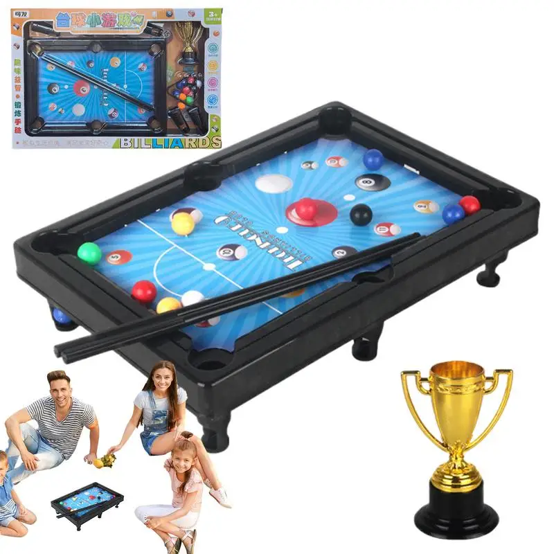 Tabletop Pool Table For Kids Miniature Billiards Pool Table Small Pool Table & Billiard Set Interactive Billiards Game For Kids