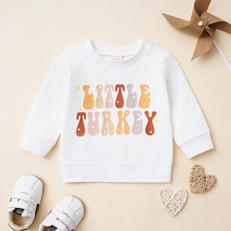 

Cute Infant Thanksgiving Sweater with Cartoon Print and Long Sleeve Toddler O-neck Sweatshirt for Fall Holiday Outfit