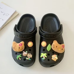 10PCS Sanrio Fashion Kawaii Hawaii Hello Kitty Shoes Decorations DIY Accessories Charms For Clogs Sandals Cartoon Shoe Charm