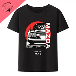 Initial D JDM MIATA MX5 Theme 100%Cotton Men Clothing Shirts Summer Streetwear O-neck Print Short-sleev Tops Funny Graphic Tees